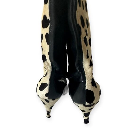 Vintage Rare Herbert Levine Dalmatian‎ print Cow Fur with Black Leather boots - Picture 8 of 15